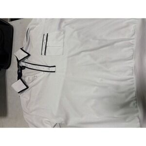 VINTAGE Alan Stuart Shirt‎ Men's Large White Banded Waistband 80s Polo Golf *